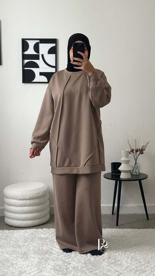 Ensemble jogging taupe