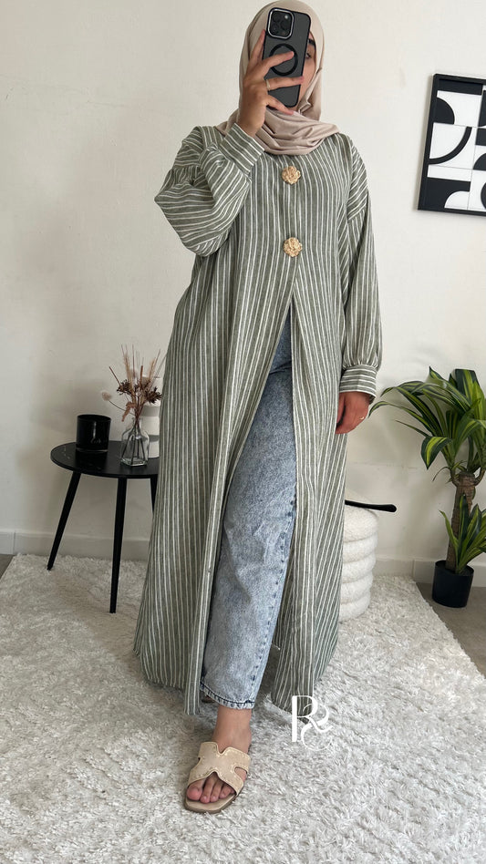 Kimono rayure kaki