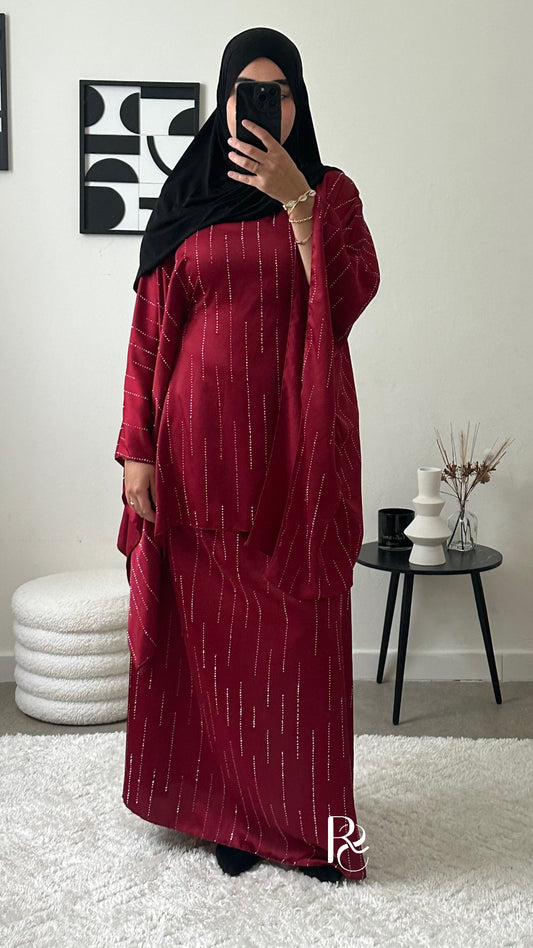 Ensemble à strass bordeaux