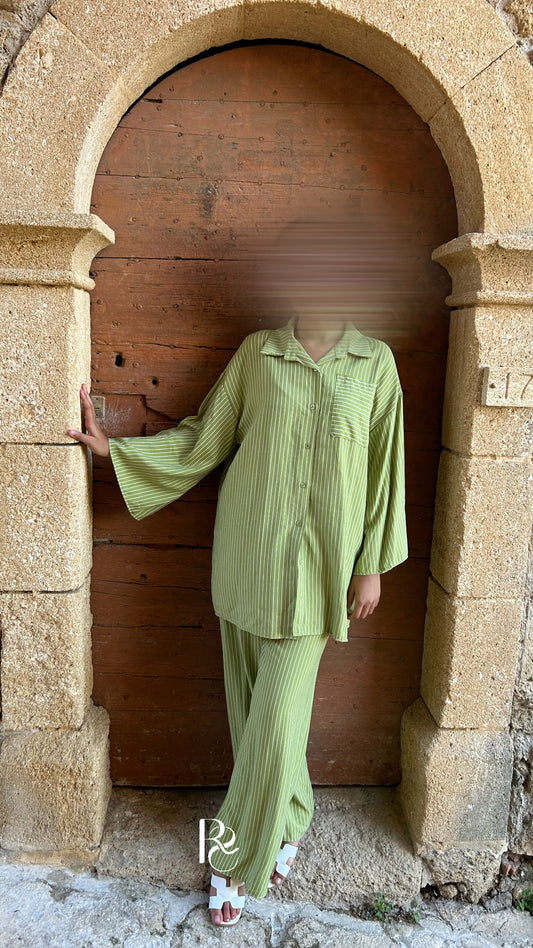 Ensemble rayé Joumayna pistache